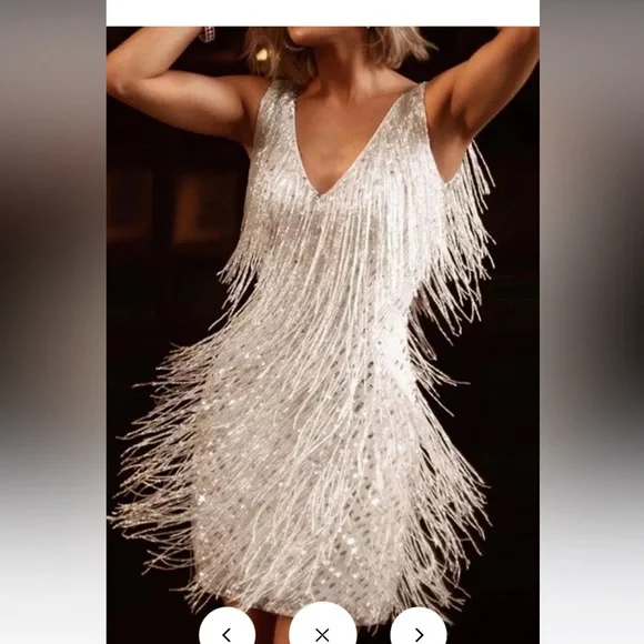 Dresses | White Flapper Dress Size Medium | Poshmark
